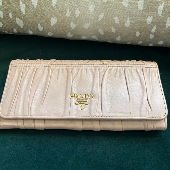 Prada Pink Gathered Leather Wristlet Clutch - Picture 1 of 8